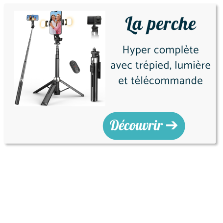 perche a selfie avec trepied lumiere et telecommande